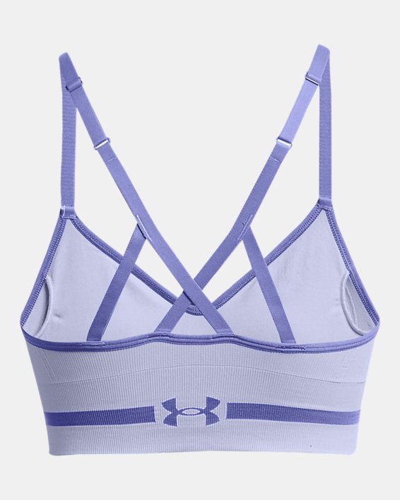 Damen UA Seamless Low Long Sport-BH, Purple, pdpMainDesktop image number 10